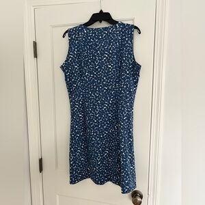 MAHI GOLD Navy and White Patterned Midi Dress